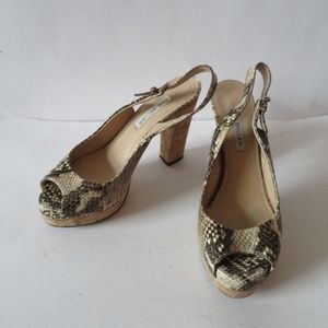 THE SELLER BROWN & GRAY SNAKESKIN OPEN-TOE SANDAL